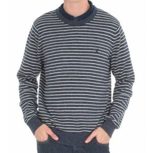 Nautica Navy & White Striped Crew-Neck Sweater